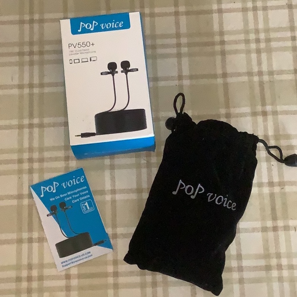 NEW PoP Voice 16 ft. Dual Head Lavalier Microphone Mic Lapel Clip On PV550+